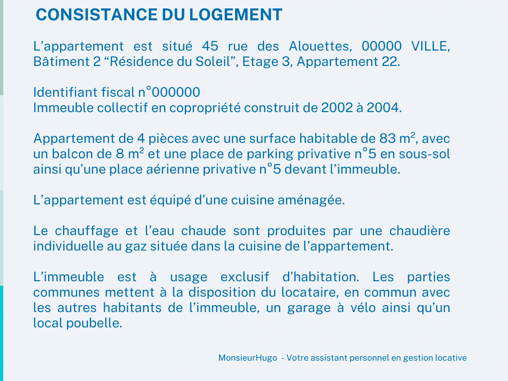 Modèle Bail Location Meublée Identification Logement